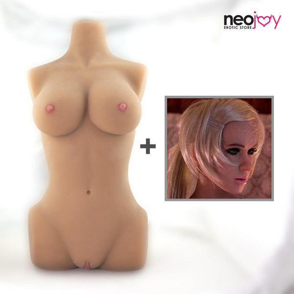 Neojoy Einfacher Torso mit Girlfriend Jenna Head - Realistischer Sex Puppentorso mit Kopfverbinder - Bräunen - 17kg