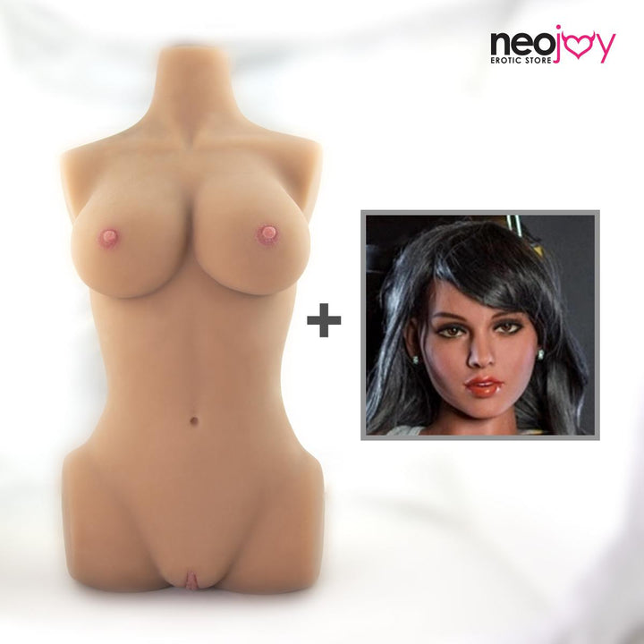Neojoy Einfacher Torso mit Girlfriend Kira Head - Realistischer Sex Puppentorso mit Kopfverbinder - Bräunen - 17kg