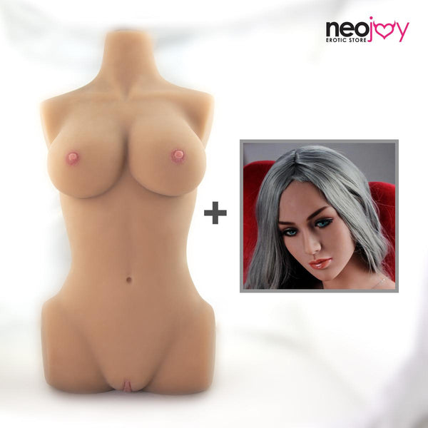 Neojoy Einfacher Torso mit Girlfriend Lorelei Head - Realistischer Sex Puppentorso mit Kopfverbinder - Bräunen - 17kg