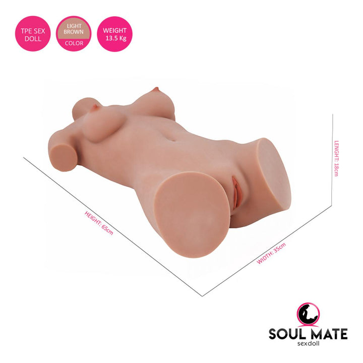 SoulMate Dolls - Lilly Head - Sex Doll Torso - Light Brown