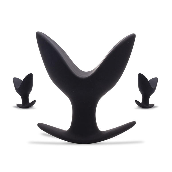 Neojoy Super Erweiterbarer Butt Plug Silikon Schwarz mit flacher Unterlage Medium